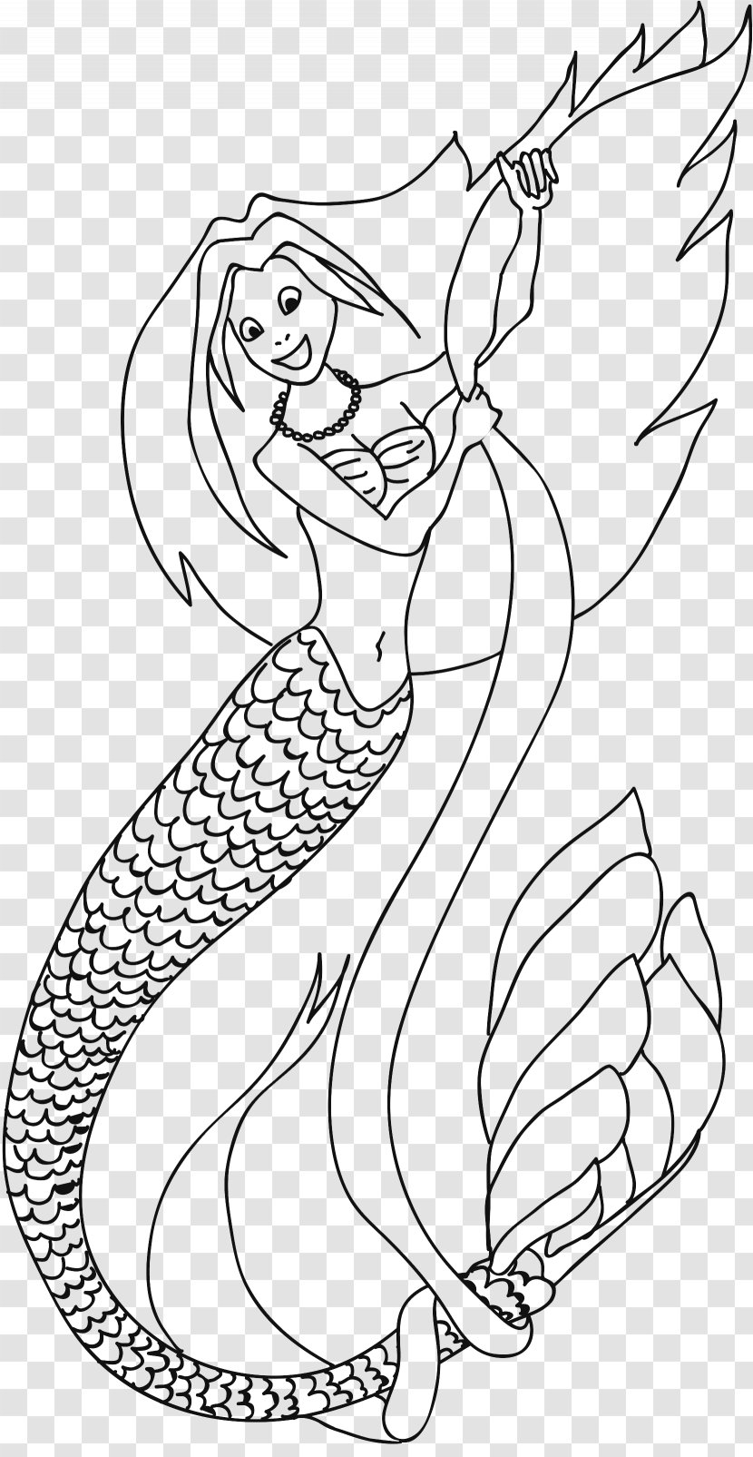 Ausmalbild Mermaid Coloring Book Neck Legendary Creature - Cartoon Transparent PNG