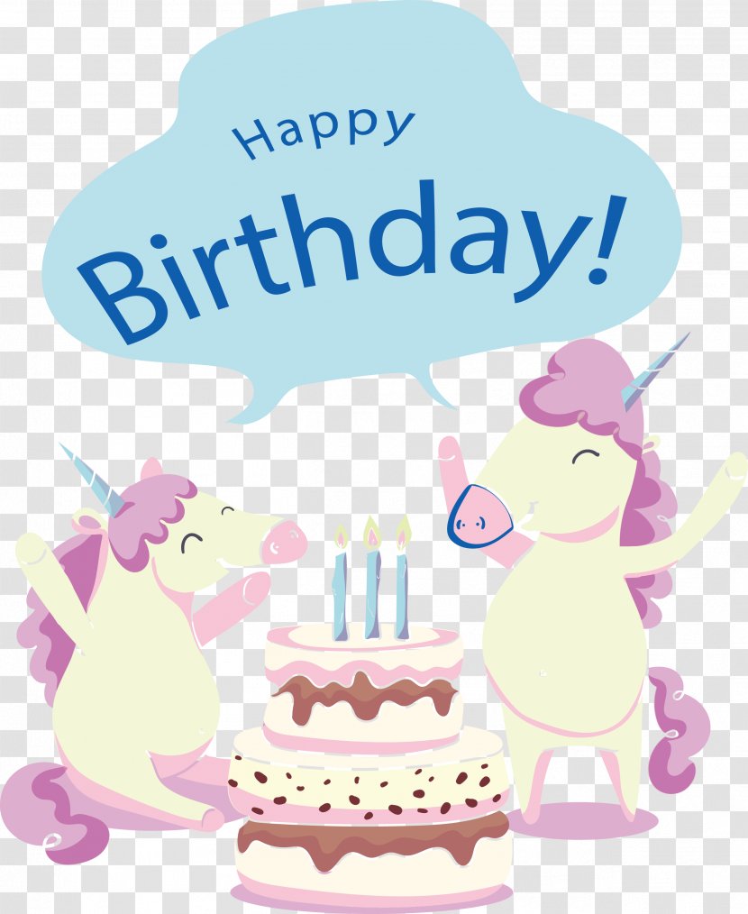Birthday Party Greeting Card Clip Art - Happy Unicorn Transparent PNG
