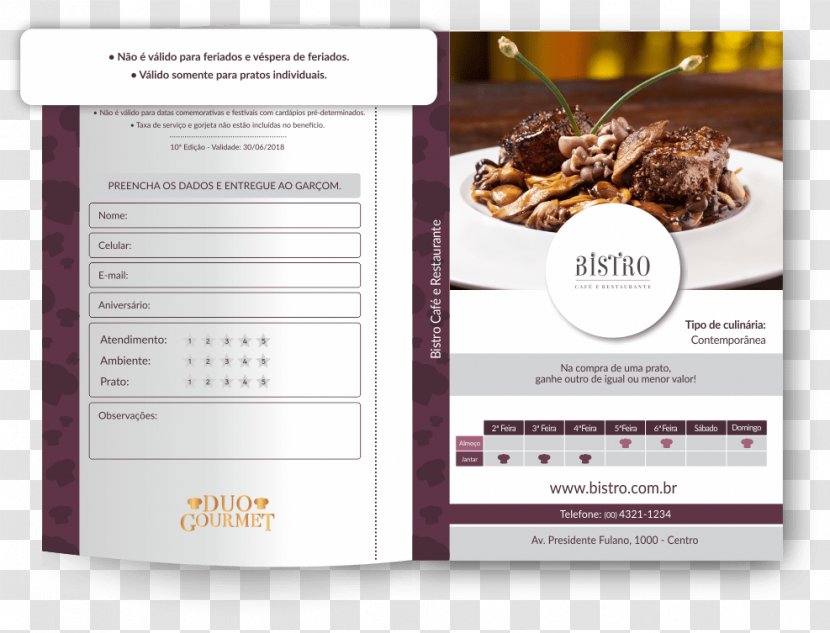 Gourmet Restaurant Recipe Voucher Book - Recife - Belo Horizonte Transparent PNG