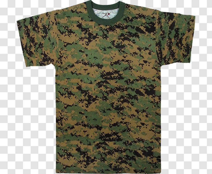 T-shirt U.S. Woodland Multi-scale Camouflage Military - Shirt Transparent PNG