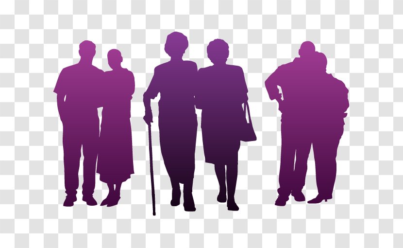 Old Age Walking Stick Clip Art - Mobility Aid - Dual Vector Silhouette Figures Transparent PNG