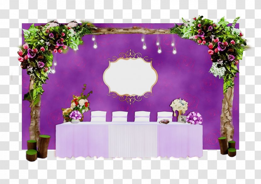 Floral Wedding Invitation Background - Purple - Stage Rectangle Transparent PNG
