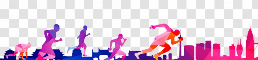 Creative City Purple - Pink - Bright Running Man Transparent PNG