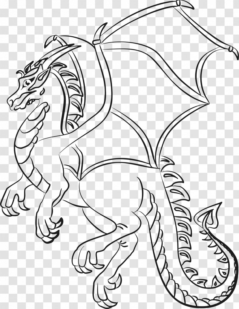 Line Art Drawing Dragon Clip - Monochrome Transparent PNG