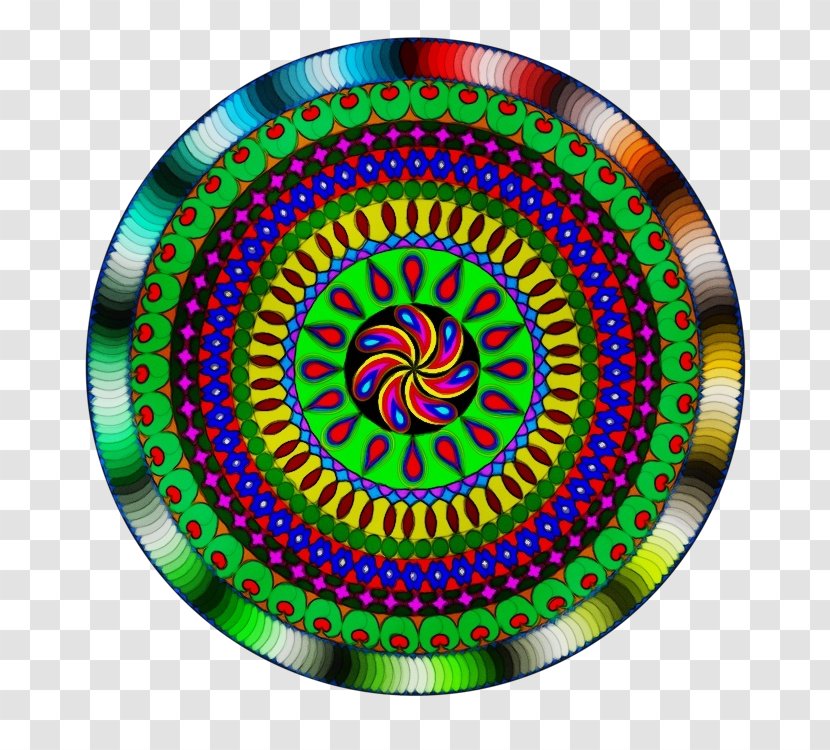 Circle Pattern Kaleidoscope Psychedelic Art Spiral - Wet Ink - Dartboard Fractal Transparent PNG