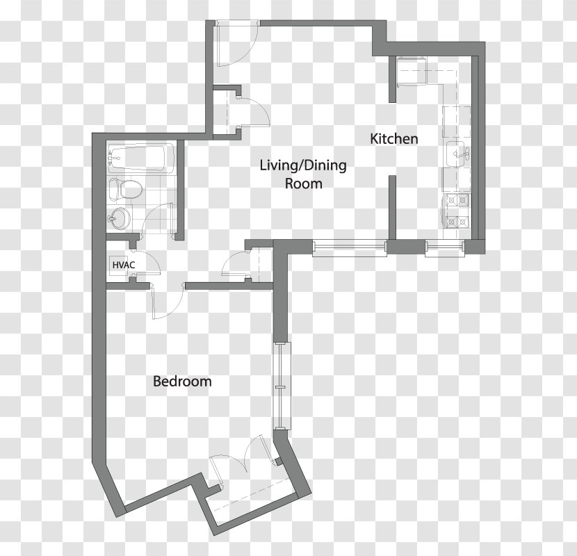 Floor Plan Monroe Tower Apartments House - Schematic - Bed Transparent PNG