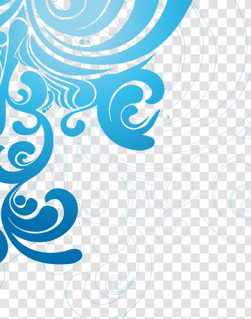 Sky Blue Art Pattern - Spiral - Floral Design Transparent PNG