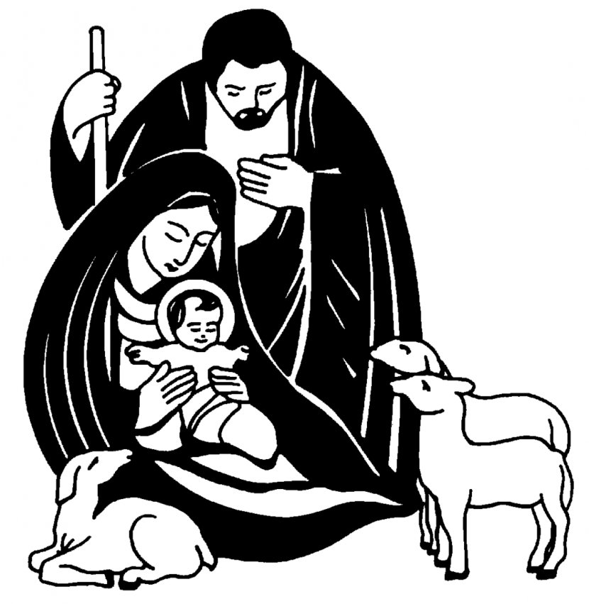 Nativity Scene Of Jesus Christmas Black And White Clip Art - Frame - Cliparts Transparent PNG