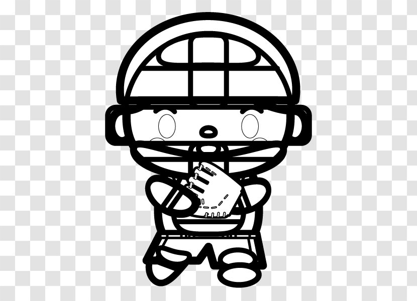 Baseball Catcher Black And White Clip Art - Area Transparent PNG