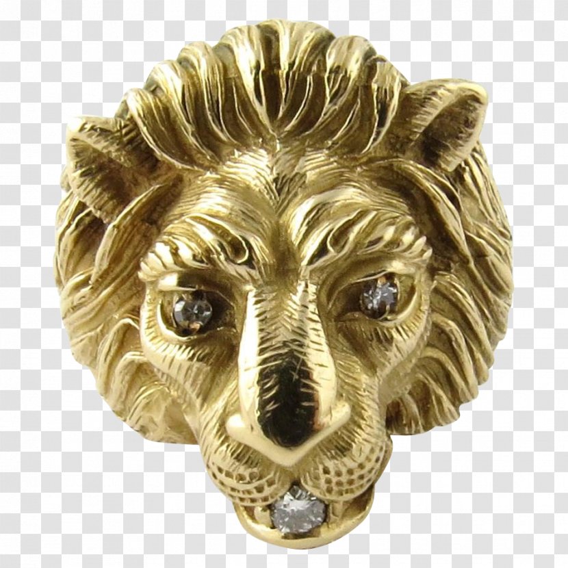 Ring Gold Diamond Lion Jewellery - Carnivoran - Head Transparent PNG