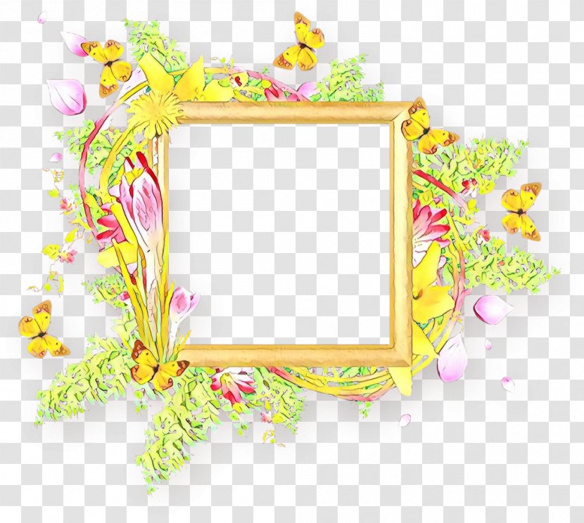 Watercolor Floral Frame - Yellow - Interior Design Rectangle Transparent PNG