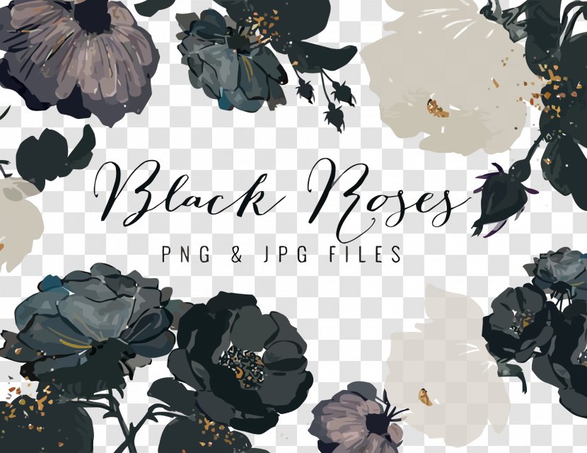 Flower Clip Art - Brand - Vector Black And White Flowers Transparent PNG