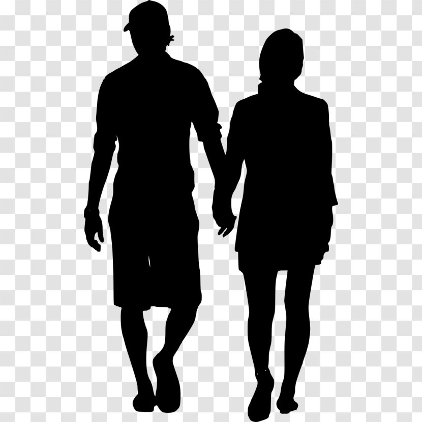 Man Cartoon - Holding Hands - Blackandwhite Transparent PNG