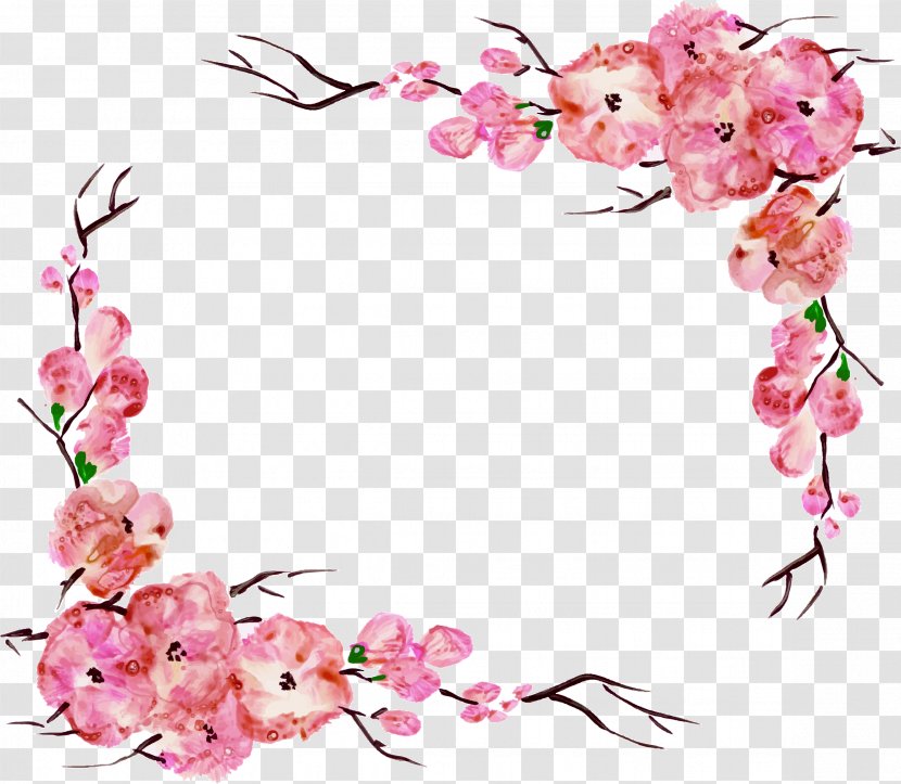 Download - Flower - Vector Hand Painted Pink Label Transparent PNG