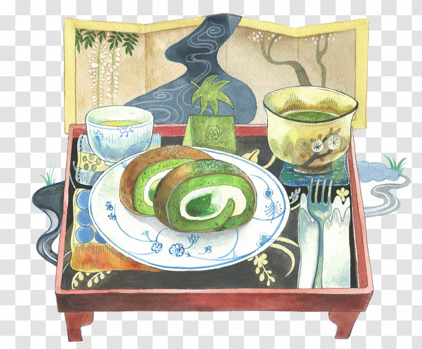 Japanese Cuisine Matcha Malatang Illustration - Drawing - Hand-painted Transparent PNG