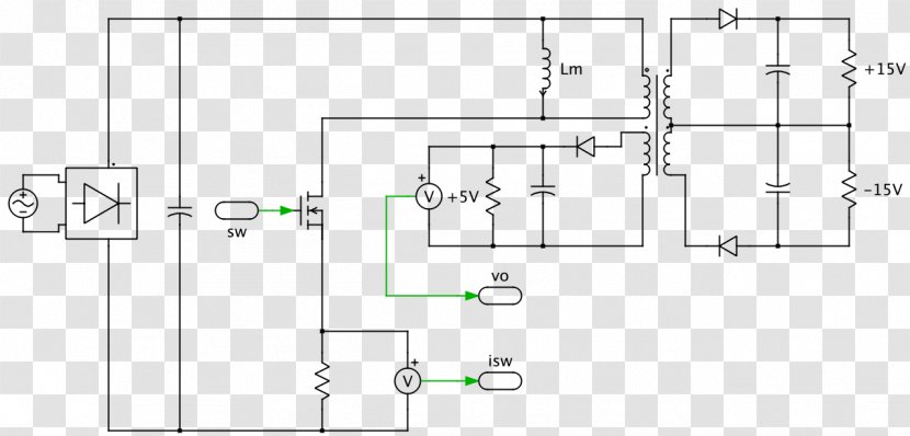 Flyback Converter Transformer Voltage Electronic Circuit Electrical Network - Simulink - Winding Transparent PNG