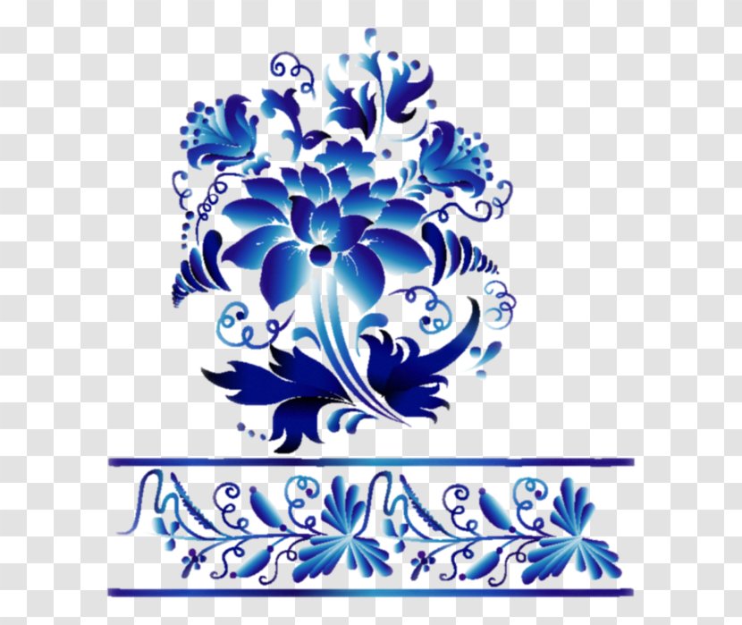 Petrykivka Painting Gzhel Ornament Stencil Drawing - Blue Transparent PNG