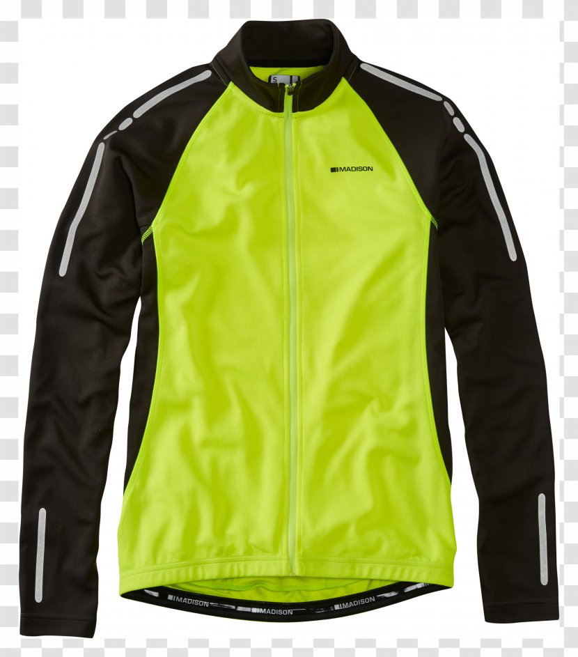 Cycling Jersey Sleeve Clothing Zipper - Polar Fleece - Yellow Jacket Transparent PNG