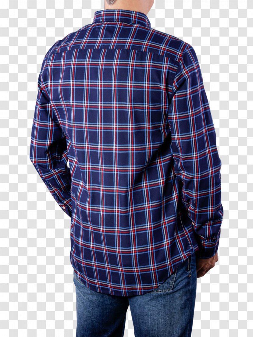 Tartan Dress Shirt Cobalt Blue Shoulder - Button Transparent PNG