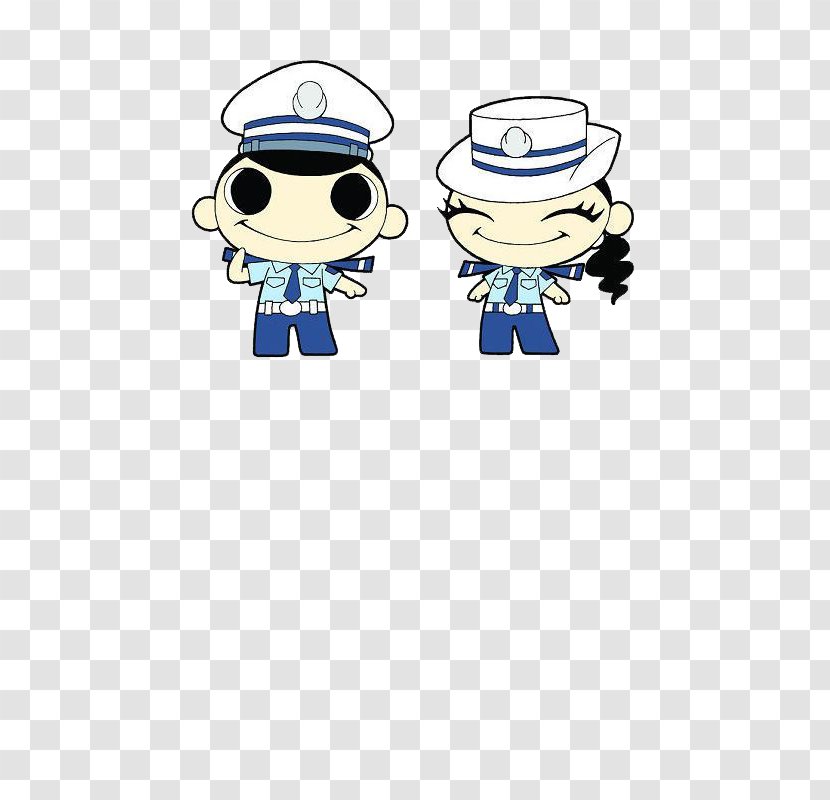 Cartoon Police Officer Traffic Illustration - Male And Female Transparent PNG