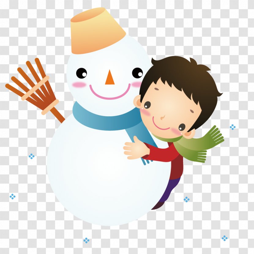 Child Play Illustration - Boy - Snowman Holding Transparent PNG