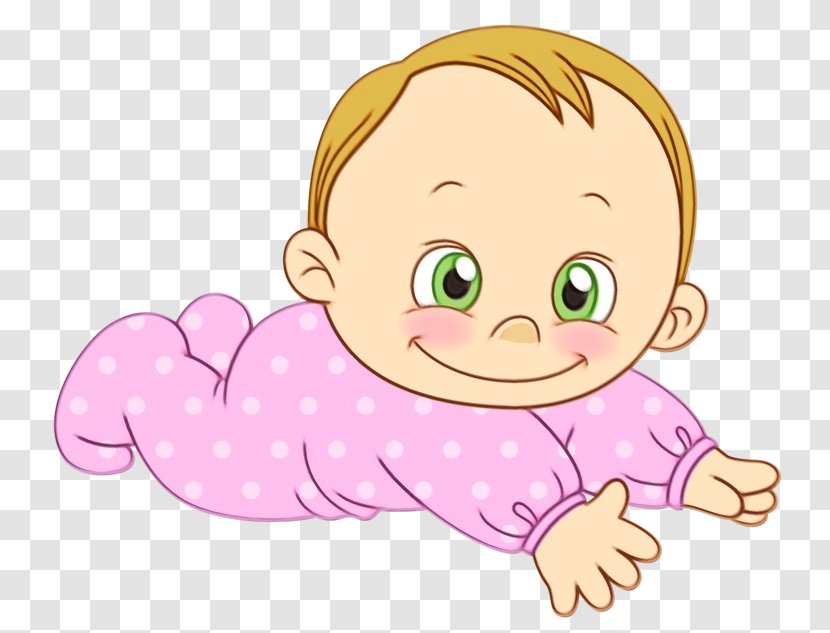 Cartoon Child Pink Cheek Animated - Tummy Time Animation Transparent PNG
