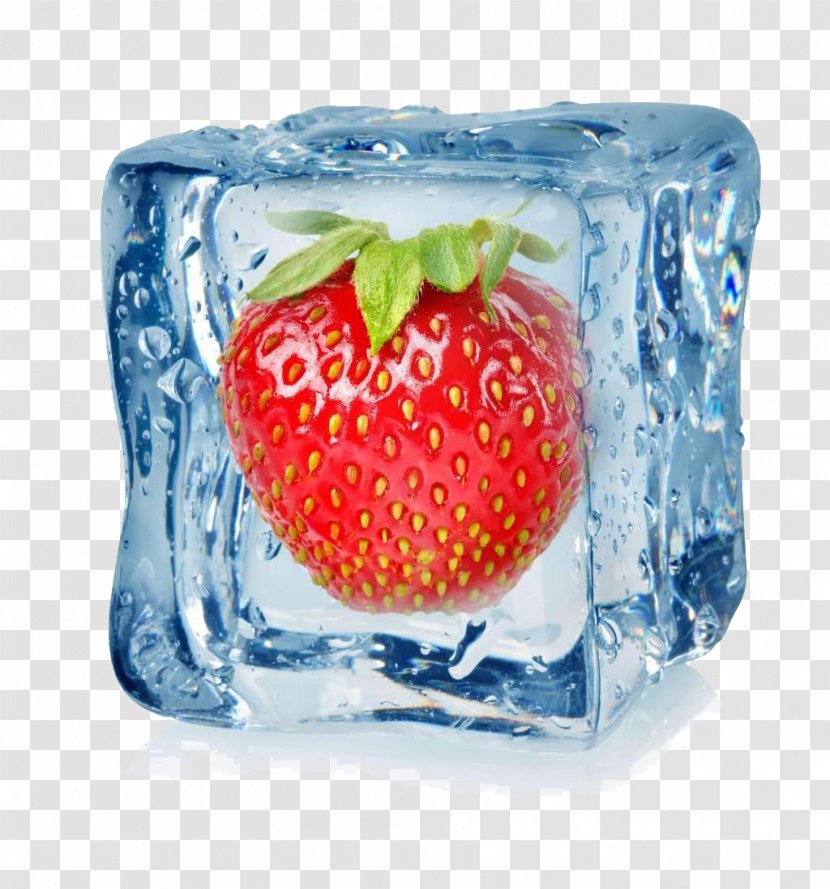 Strawberry Ice Cube Stock Photography Fruit - Frozen Food - And Transparent PNG