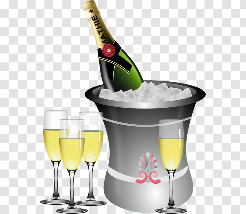 Champagne Glass Sparkling Wine Bottle Clip Art - Display Ice Bucket Transparent PNG