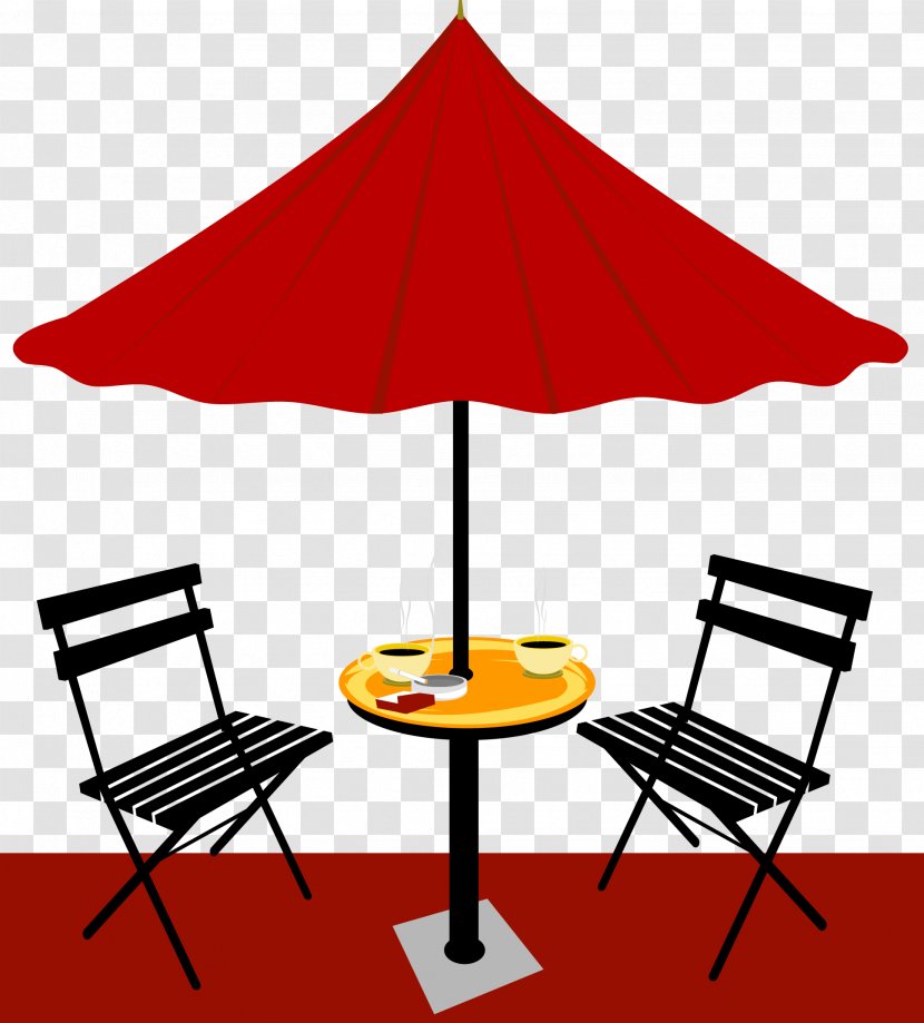 Tea Coffee Espresso Cafe Bistro - Table - Lifestyle Vector Red Umbrella Under The Sun Transparent PNG