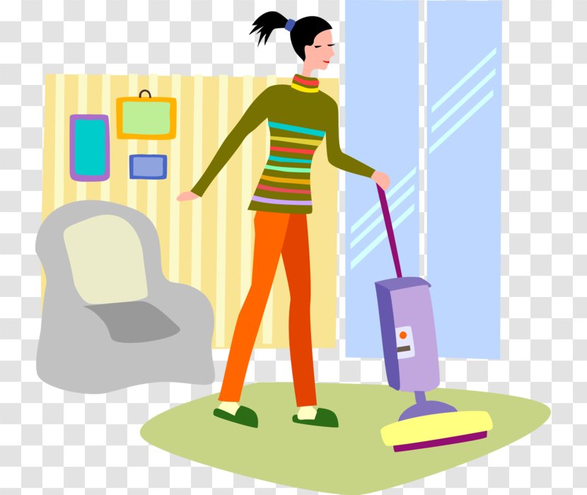 Woman Cartoon - Vacuum Cleaner - Cleanliness Standing Transparent PNG