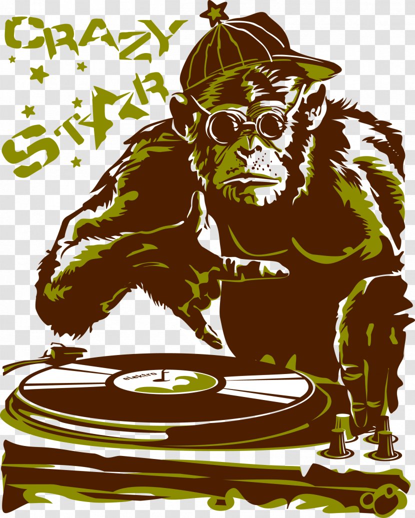 T-shirt Hoodie Ape Disc Jockey DJ Mixer - Frame - Monkey Transparent PNG