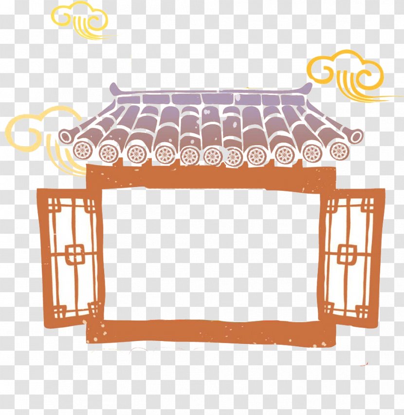 Window Cartoon - Orange - Chinese Wind Vector Windows Transparent PNG