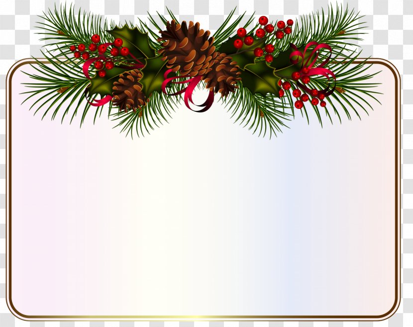 Christmas Garland Holiday Clip Art - Rectangle - Pine Leaves Transparent PNG