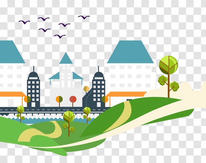 Qingbaijiang District Cartoon Drawing Theatrical Scenery - Energy - Construction And Green Space Transparent PNG