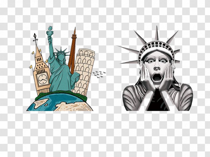 Statue Of Liberty Download - Cartoon - Creative American Hand-painted Patterns Transparent PNG