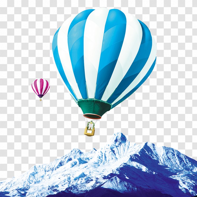 Hot Air Balloon Blue Icon - Flying With Iceberg Transparent PNG