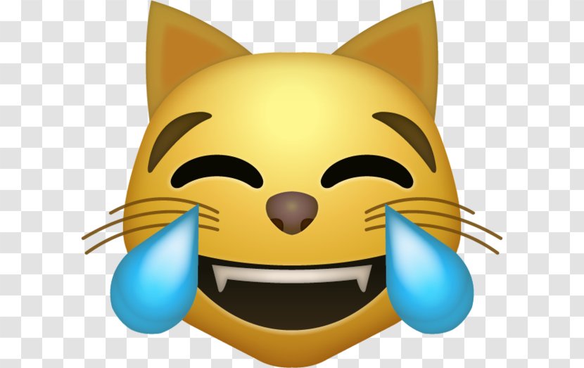 Cat Face With Tears Of Joy Emoji Smile IPhone - Carnivoran - Tear Material Transparent PNG