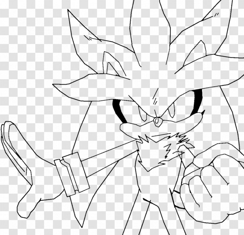 Silver The Hedgehog Line Art Sonic Drawing - Wing Transparent PNG