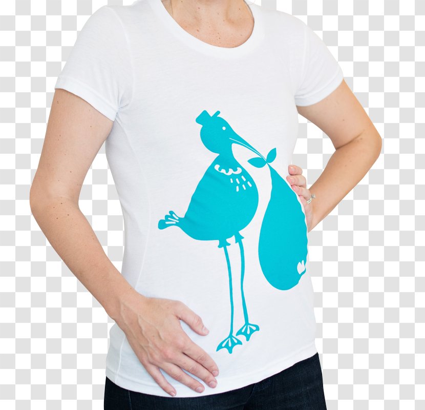 T-shirt Stork Bird Maternity Clothing Belli Elasticity Belly Oil - Blue Transparent PNG