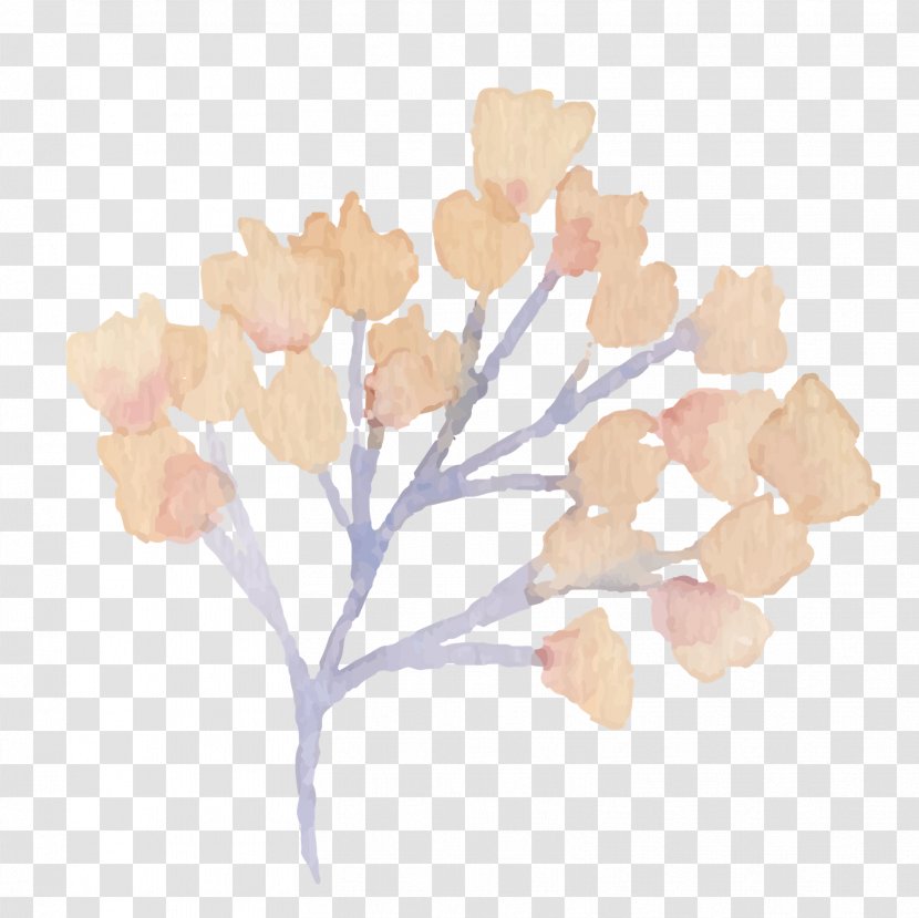 Petal Branching Peach - Branch - Magnolia Flower Pattern Material Transparent PNG