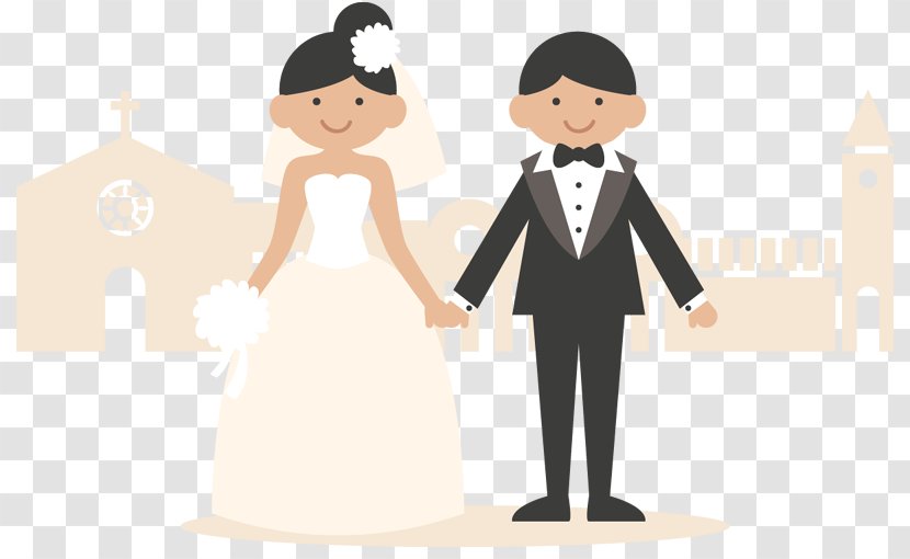 Wedding Invitation Paper Christian Church - Cartoon - Bride And Groom Transparent PNG