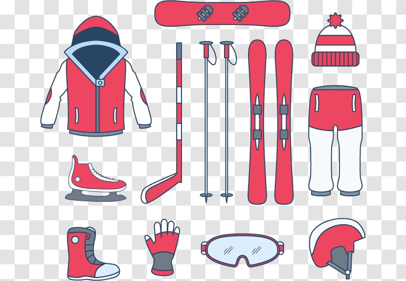 Skiing Winter Sport - Ski Boot - Red Sports Suit Transparent PNG