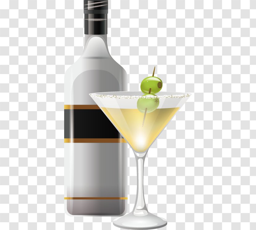Cocktail Wine Beer Champagne Martini - Glass Bottle Transparent PNG