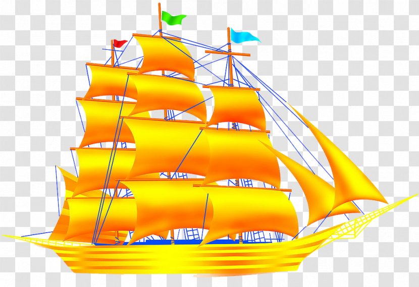 Watercraft Sailing Ship - Barque - Gold Smooth Transparent PNG