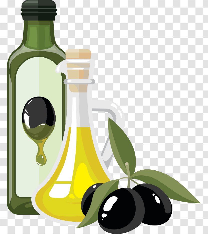 Olive Oil Bottle - Vector And Olives Transparent PNG