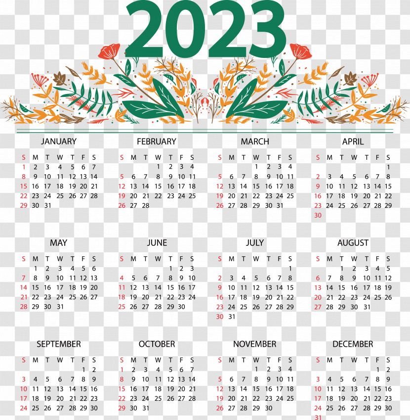 Calendar 2023 2022 Calendar Year Week Transparent PNG