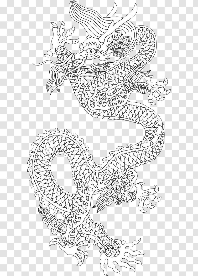 Chinese Dragon Sketch - Hand-painted Transparent PNG