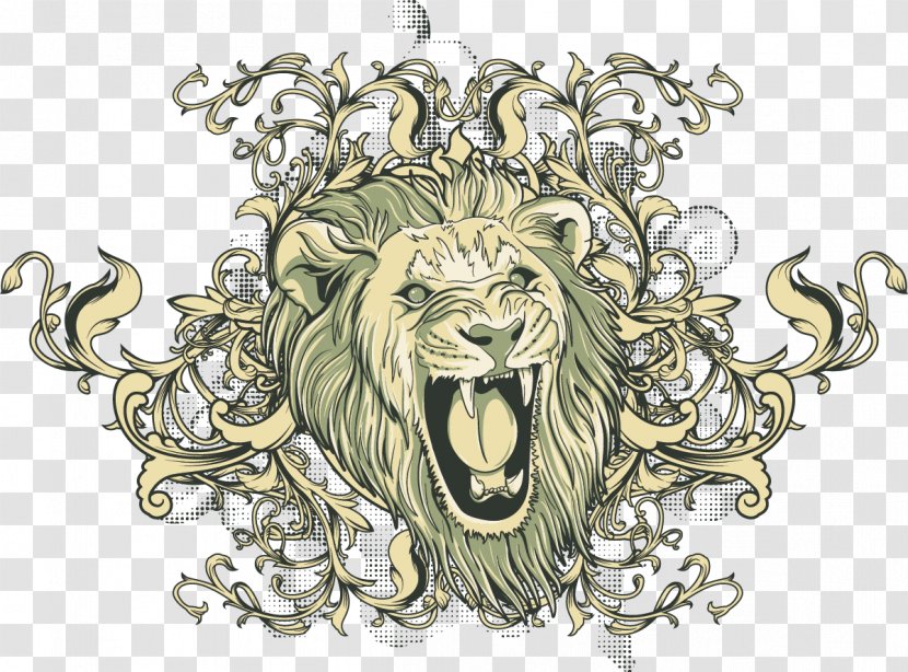 Lion Visual Arts Motif Illustration - Flower Transparent PNG