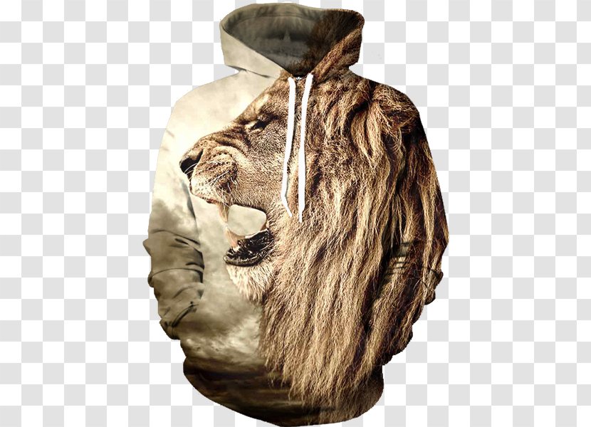 Hoodie Long-sleeved T-shirt Sweater Clothing - Lion - Roar Transparent PNG