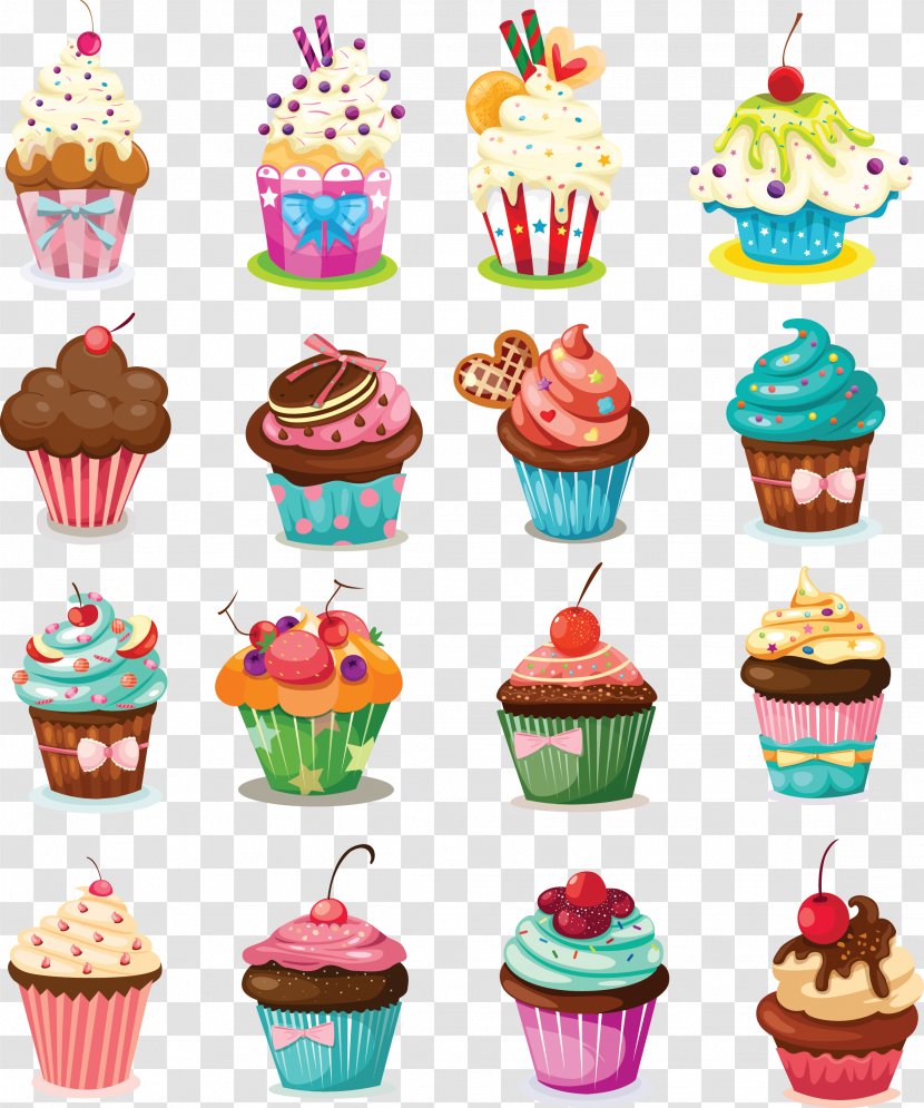Cupcake Birthday Cake Icing Muffin Cartoon - Baking - Cream Cup Vector Material Transparent PNG